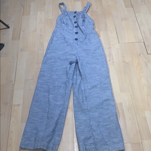 Japna Pants - Japna Gray Wide-Leg Jumpsuit with Adjustable Straps